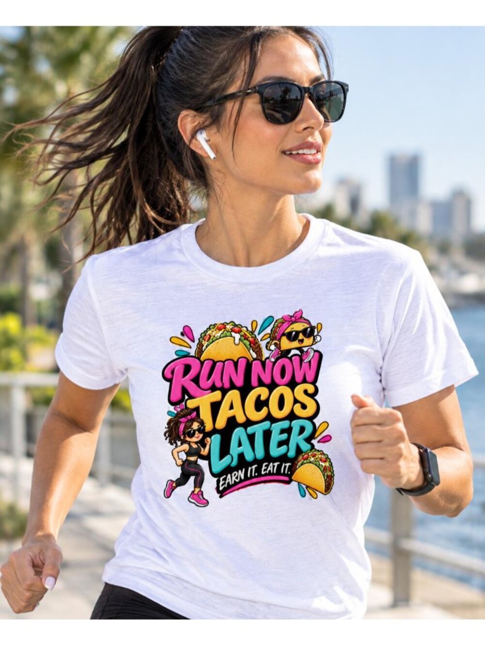Run Now Tacos Later Girl Runner Shirt, Retro Running Tee, Taco Lover Gift